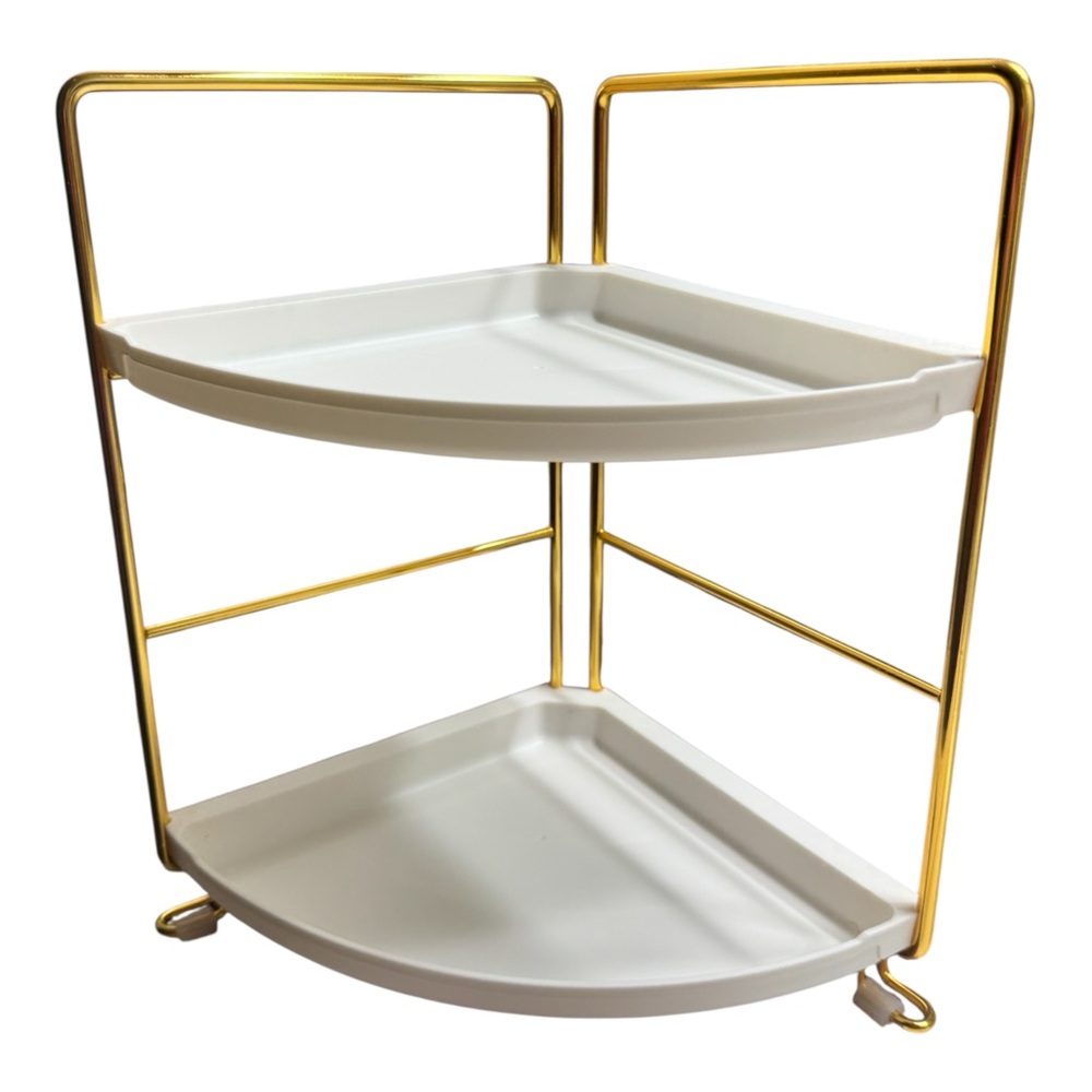 2-Tier-Corner Bathroom Shelf- Triangle Standing Storage Rack, Storage / display